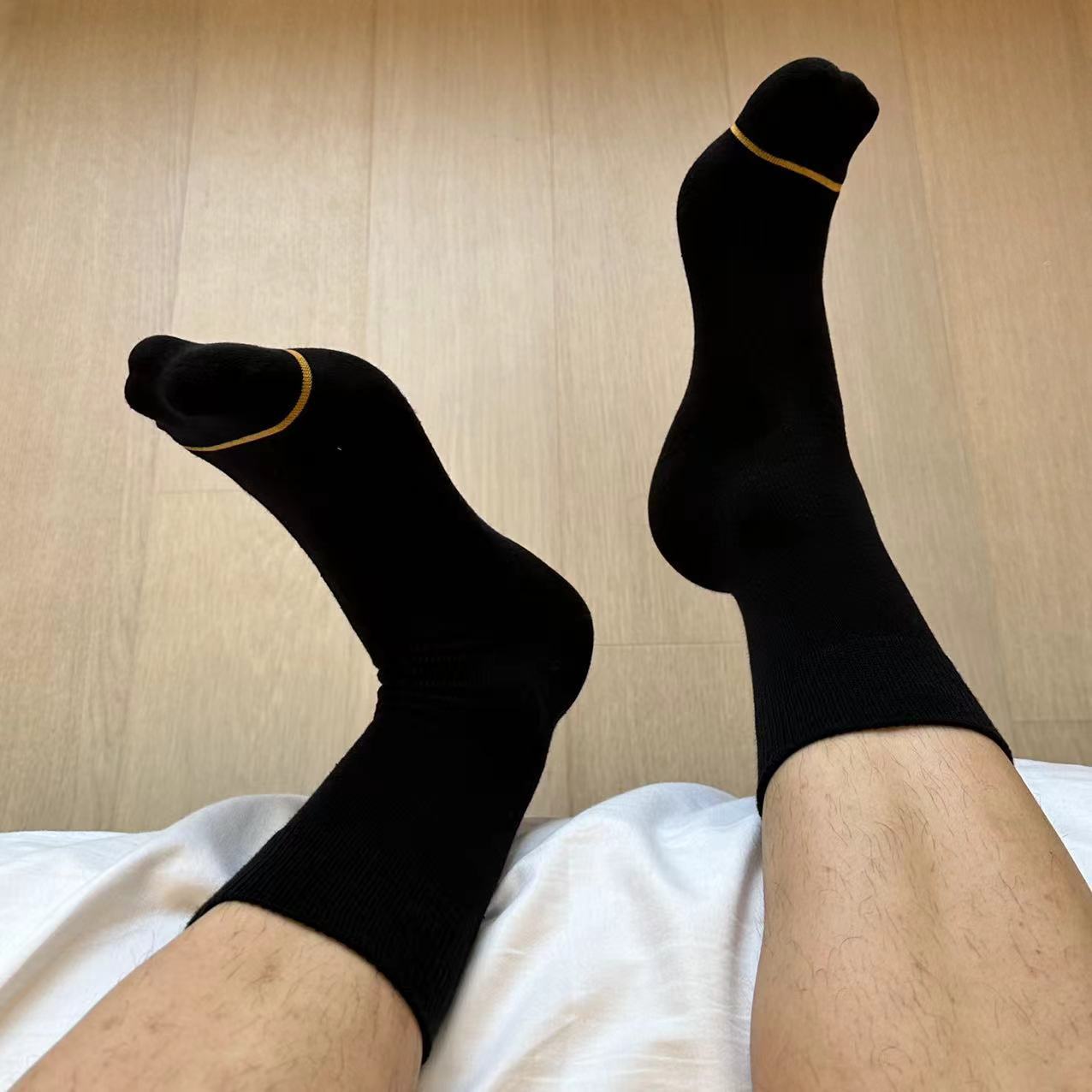 Gold Toe Line Plain Flat Formal Wear Business Long Tube Cotton Socks