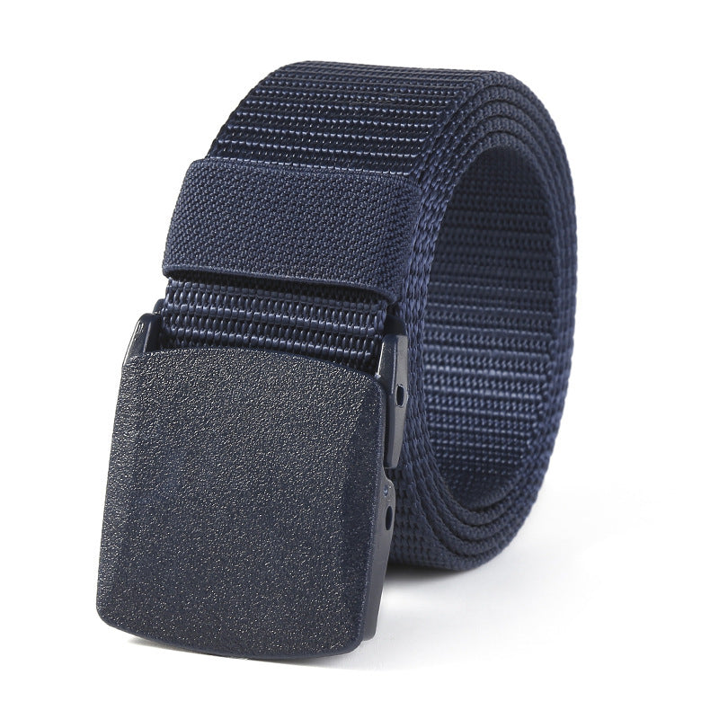 Men's Canvas Belt With Hypoallergenic Metal Plastic Buckle Casual Fabric