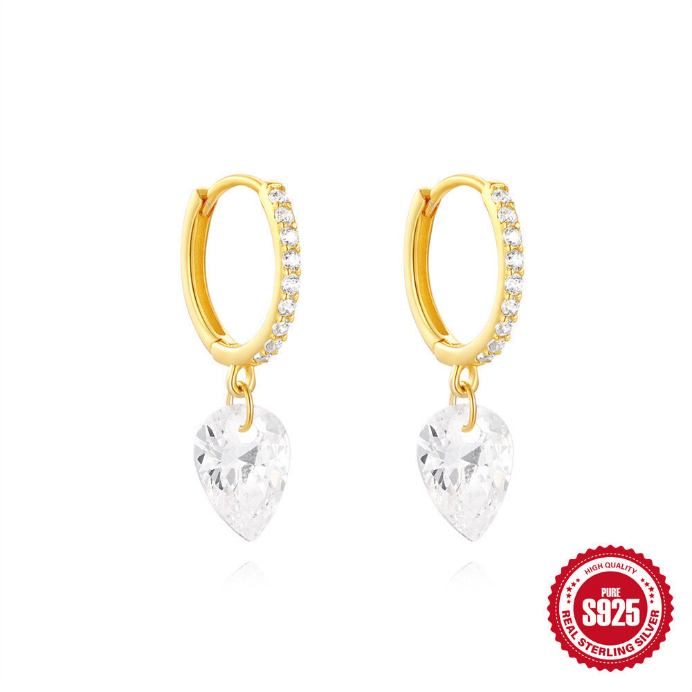 S925 Sterling Silver Classic Diamond Eardrop Earring